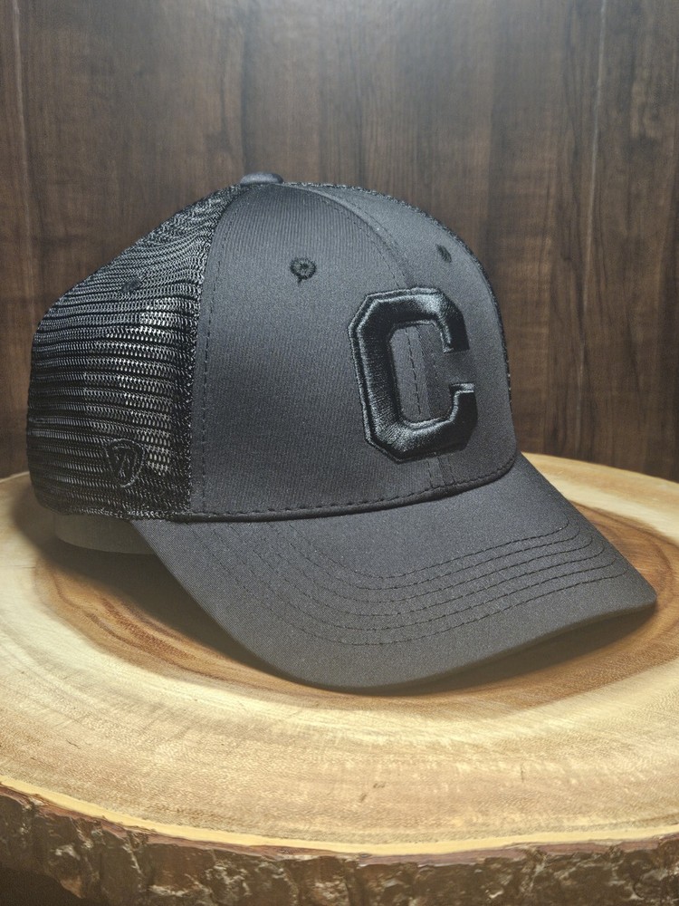 Clemson Tigers Stretchfit Hat Black On Black NCAA M/L Size