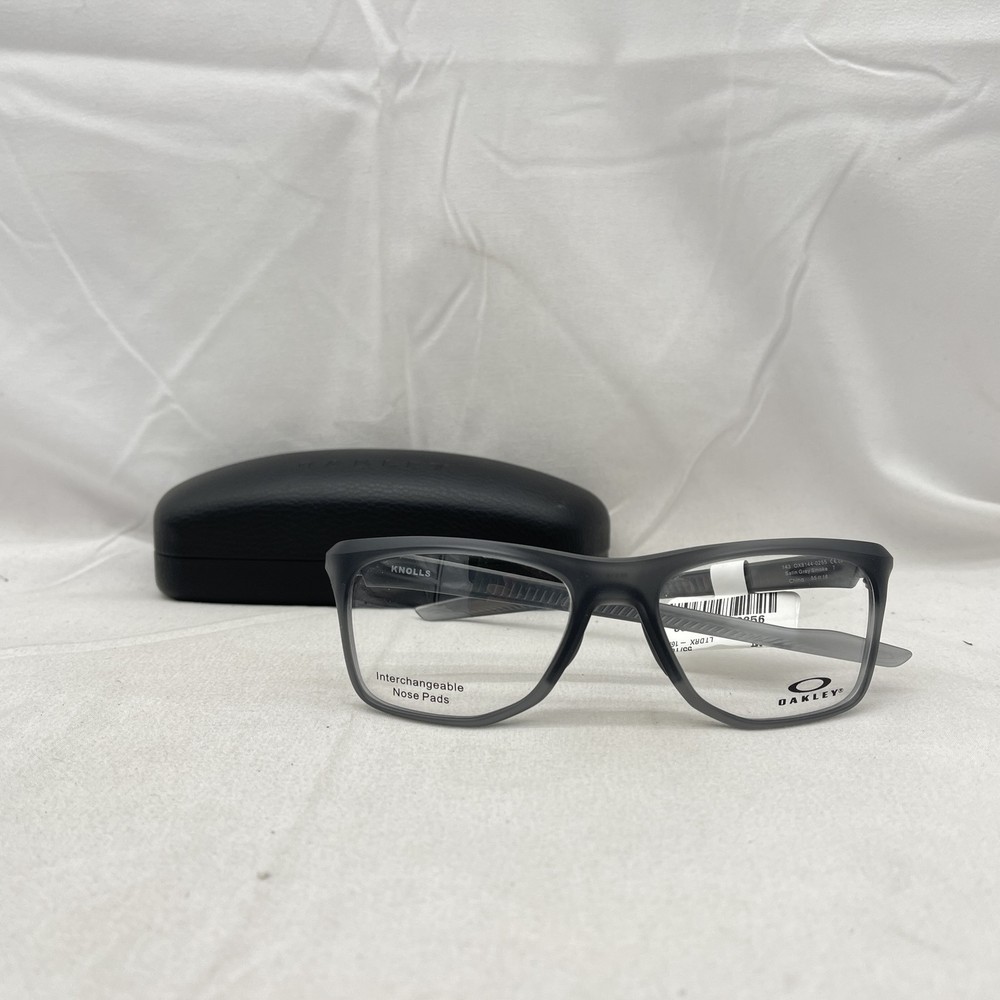 Oakley Mens Knolls OX8144 Full Rim Square Eyeglasses Satin Gray Smoke