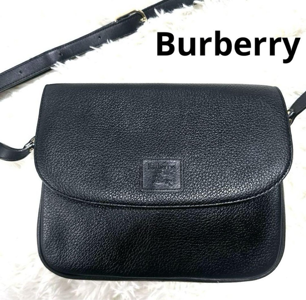 Burberry Shoulder Bag Nova Check Leather Black Authentic F09241377