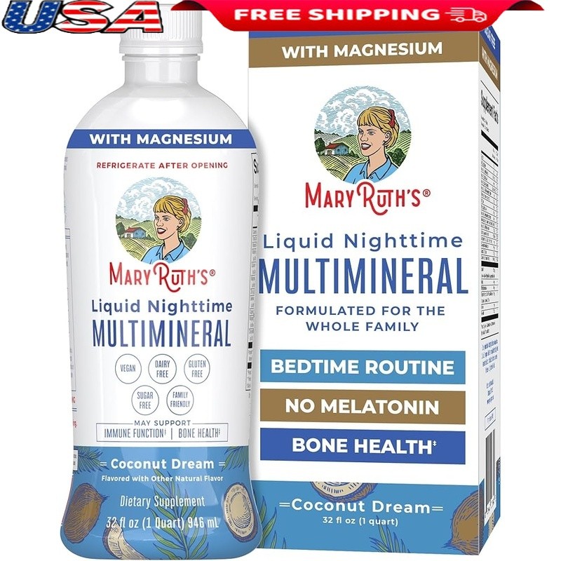 Liquid Nighttime Multimineral Vegan Supplement Easy to Take No Melatonin Coconut