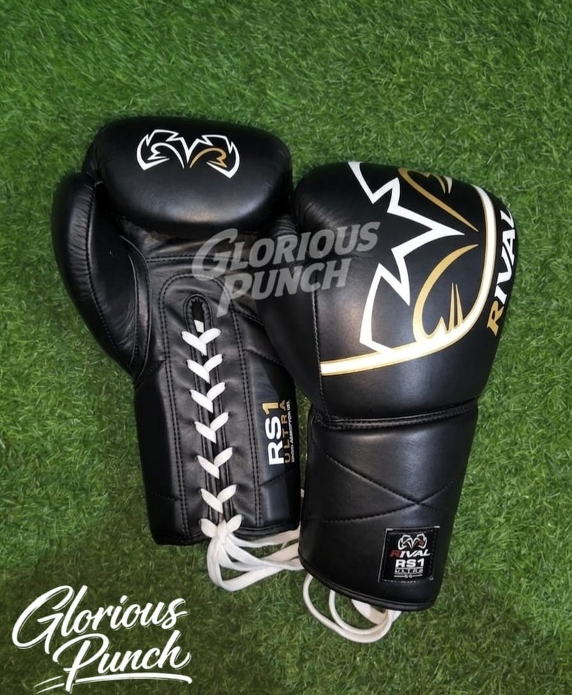 Rival Boxing RS1 Ultra Fight Lace Up Leather Boxing Gloves 8oz-16oz White