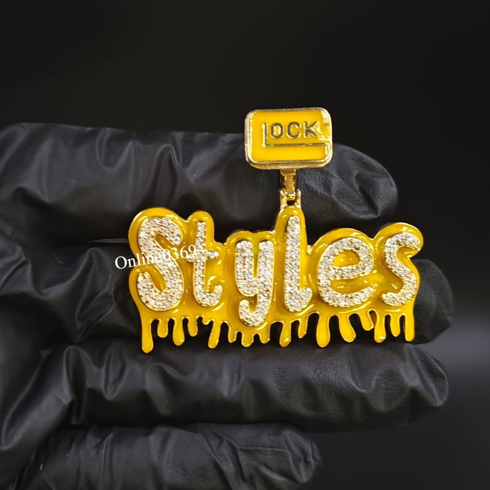 Men's Custom Name Pendant with Glowing Enamel & Real Diamond in 925 Silver