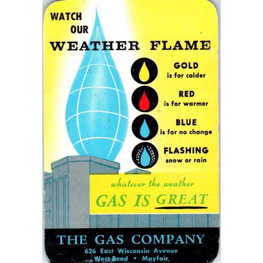 1965 Weather Flame Gas Company West Bend Mayfair Green Bay Packers Schedule SE5