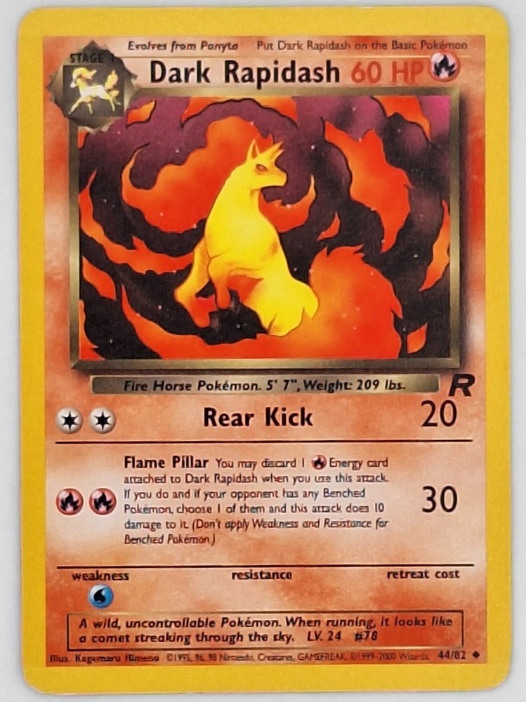 Dark Rapidash 44/82 Team Rocket Pokemon Card LP Condition  
