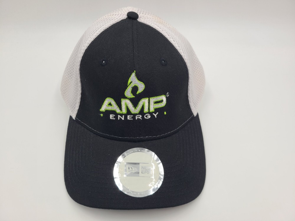 AMP Energy Drink New Era Mesh Trucker Fitted M-L Hat Cap Men Women Black White