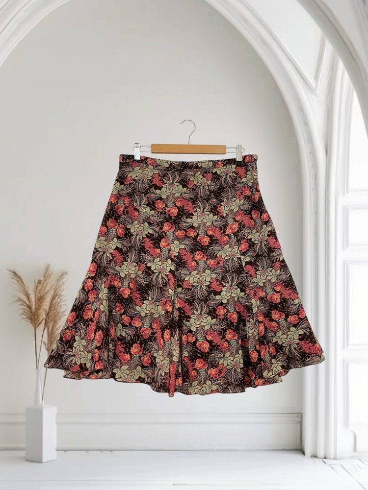Nicole By Nicole Miller Women’s Floral Midi Skirt Size 12 Flowy Swing