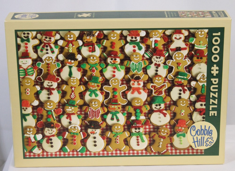 Cobble Hill Puzzle Christmas Bake Sale 1000 Pcs Gingerbread Cookies Snowmen-image