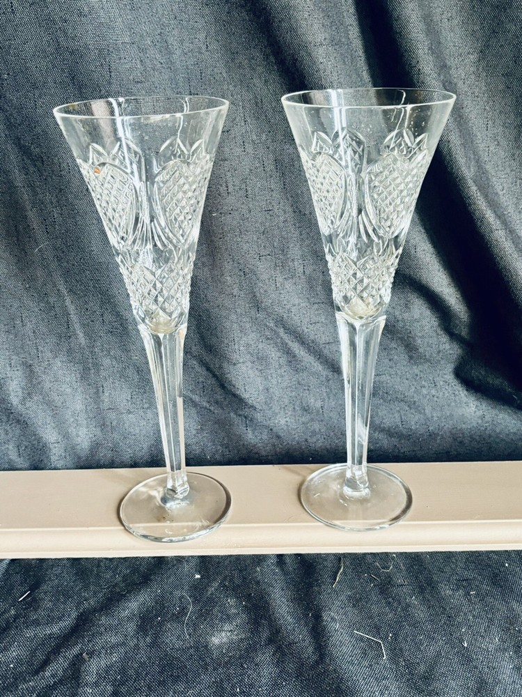 Waterford Crystal Champagne Flutes Set of 2 Elegant Toasting Glasses