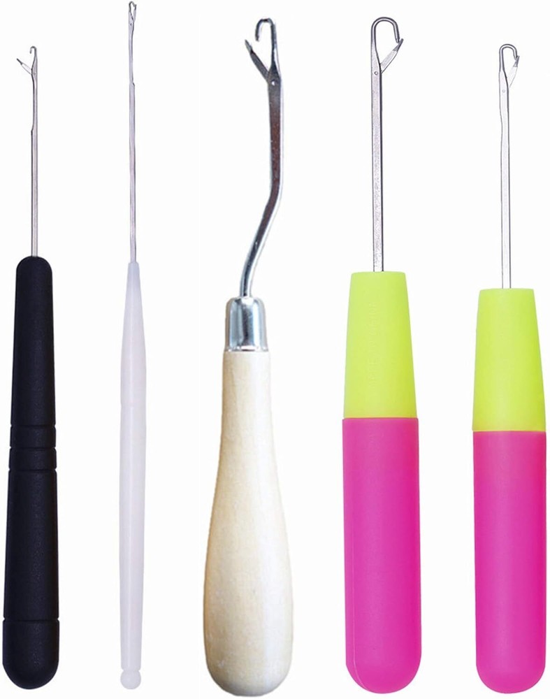 5-Size Latch Hook Crochet Needle Set for Hair Braiding & Crafting