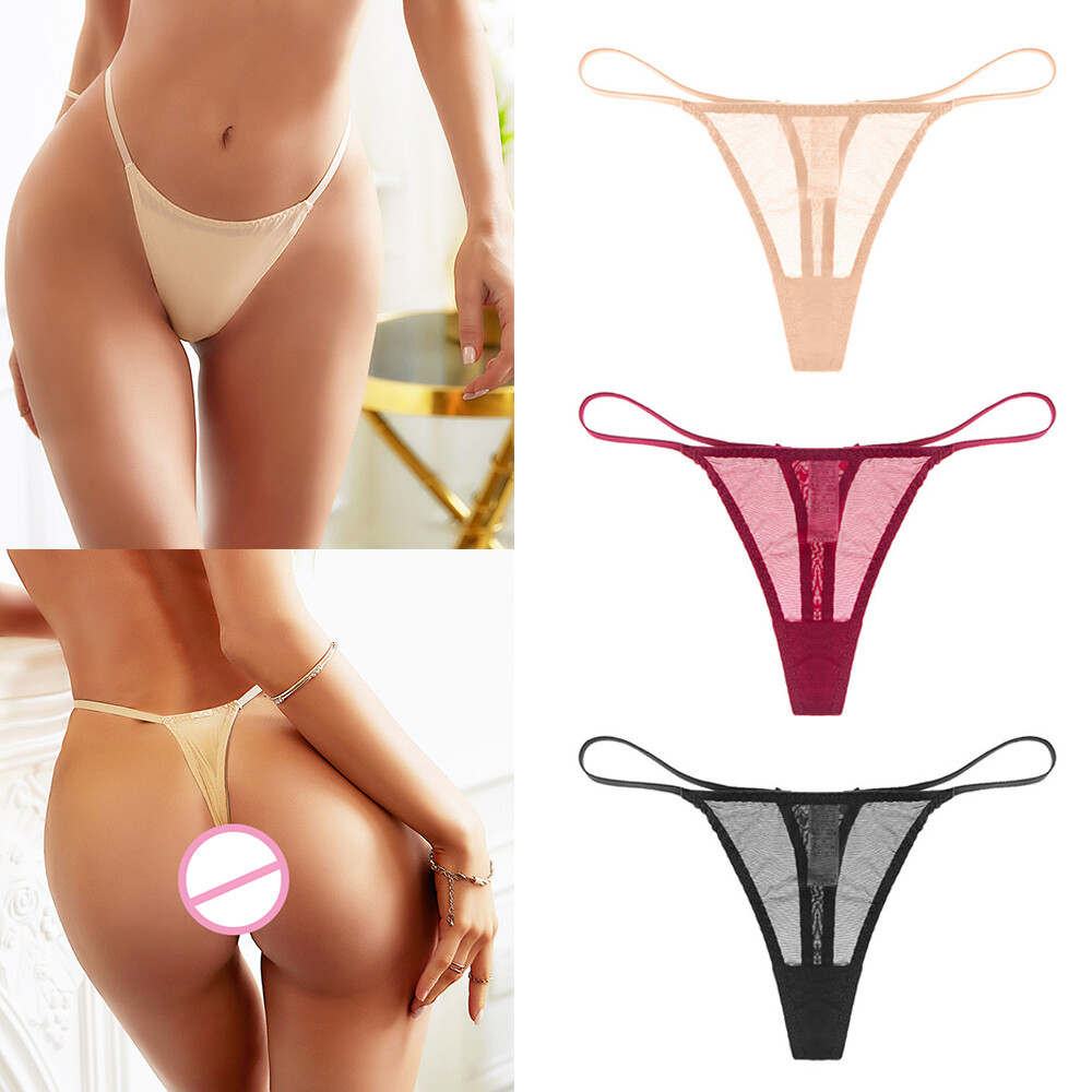 Women Sexy Panties Mesh Thongs T-Back Briefs See-through Bikini Knickers Comfort