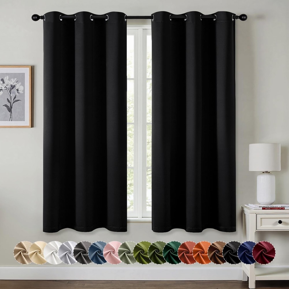 MIULEE Black Blackout Curtains 63