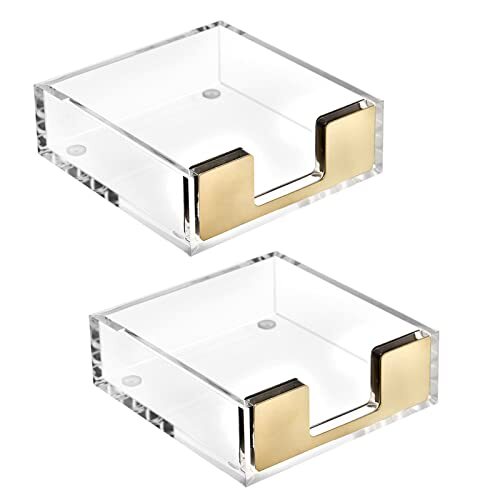 2 Pack Acrylic Sticky Note Pad Holder For Desk Modern Clear Sticky Note Holder D