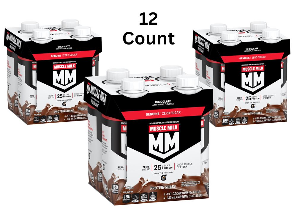 Muscle Milk Genuine Protein Shake Chocolate, 11 fl oz Carton, 12 Count Free Ship