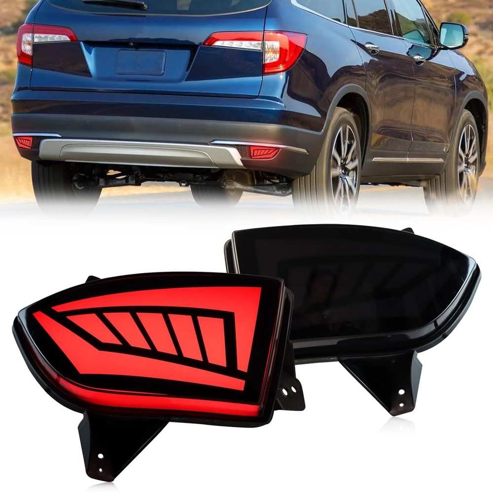 Smoked LED Rear Bumper Reflectors Fog Brake Tail Light Lamps SMOKED STYLE