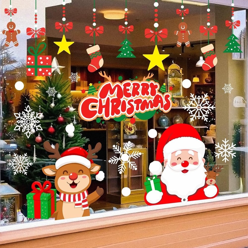 T&W SAME FILM Christmas Window Clings Stickers for 12in X 14in, Colorful