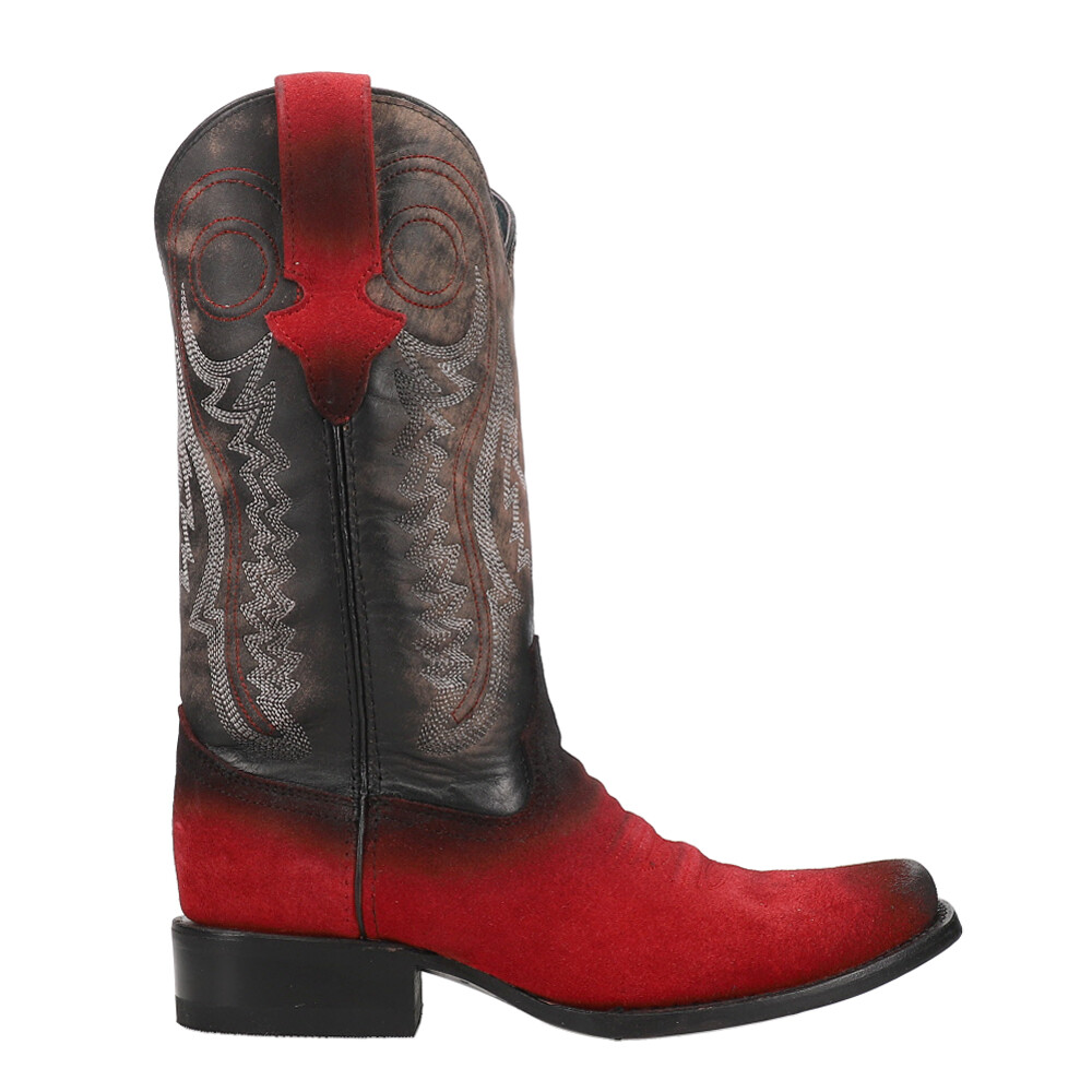 Ferrini Roughrider Embroidered Narrow Square Toe Cowboy  Mens Red Casual Boots 1