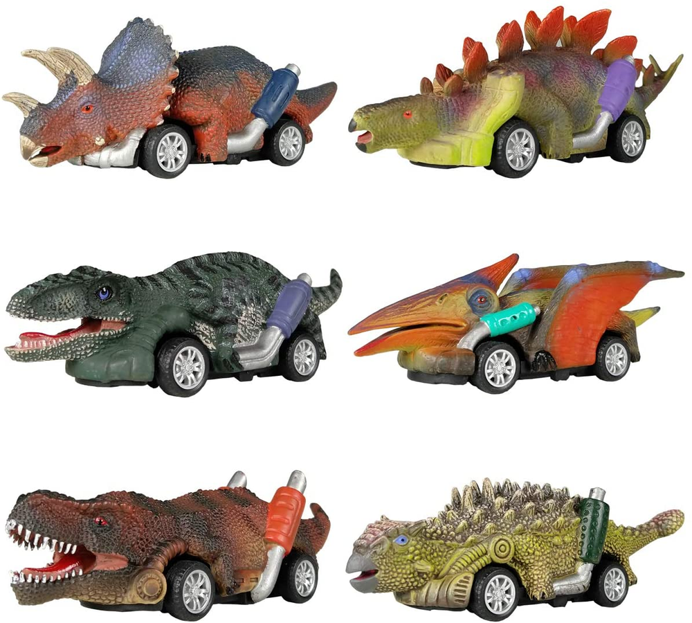 6 Pack Dinosaur Pull Back Cars for Kids Ages 3-5 Dino Toy Cars for Boys Girls