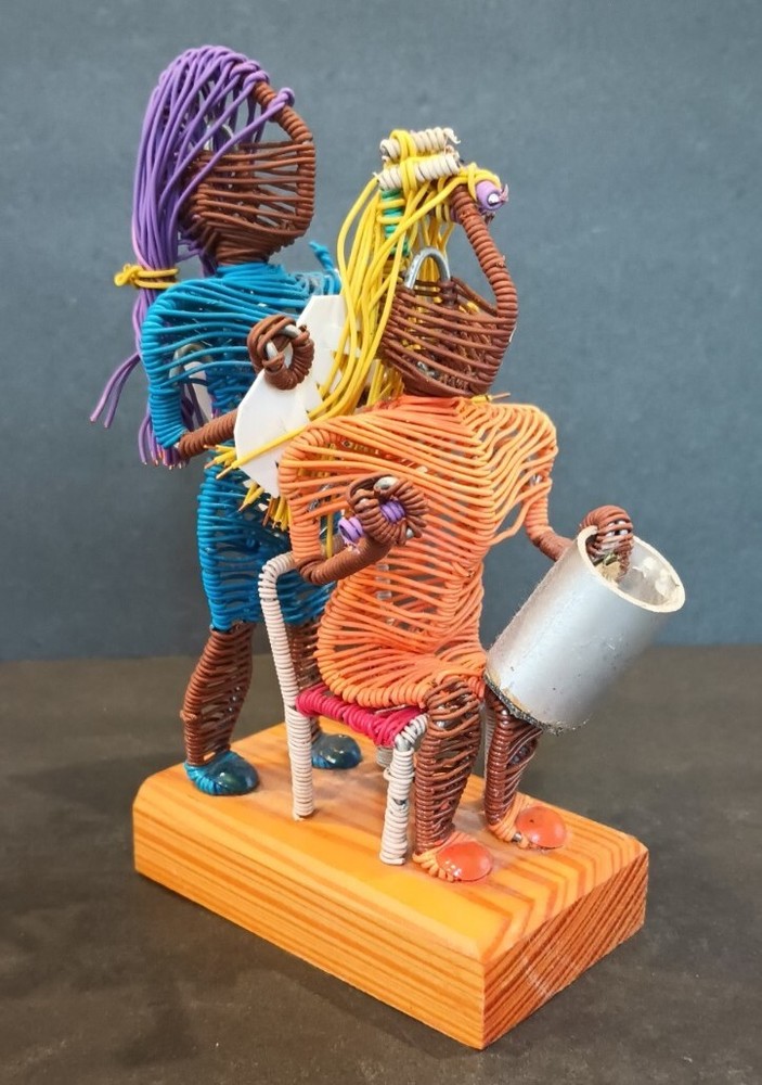 Handmade Wire Art Figurine Women Hair Stylist Caribbean Life