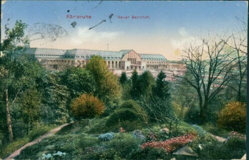 Postcard Karlsruhe New Station 1915 (No.9635)