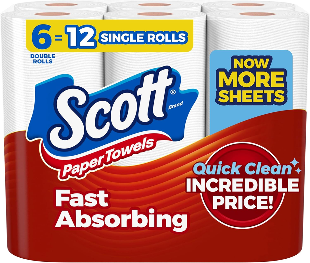 Choose-A-Sheet Paper Towels 6 Double Rolls equals 12 Regular Rolls