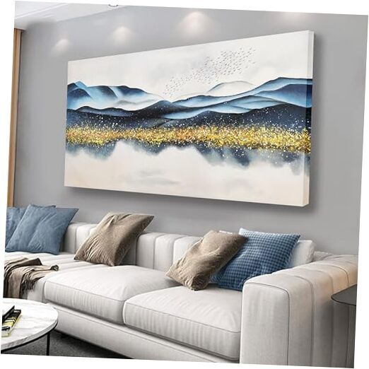 AERART Wall Decor Gold Foil Ink Mountain Landscape Painting Canvas 24