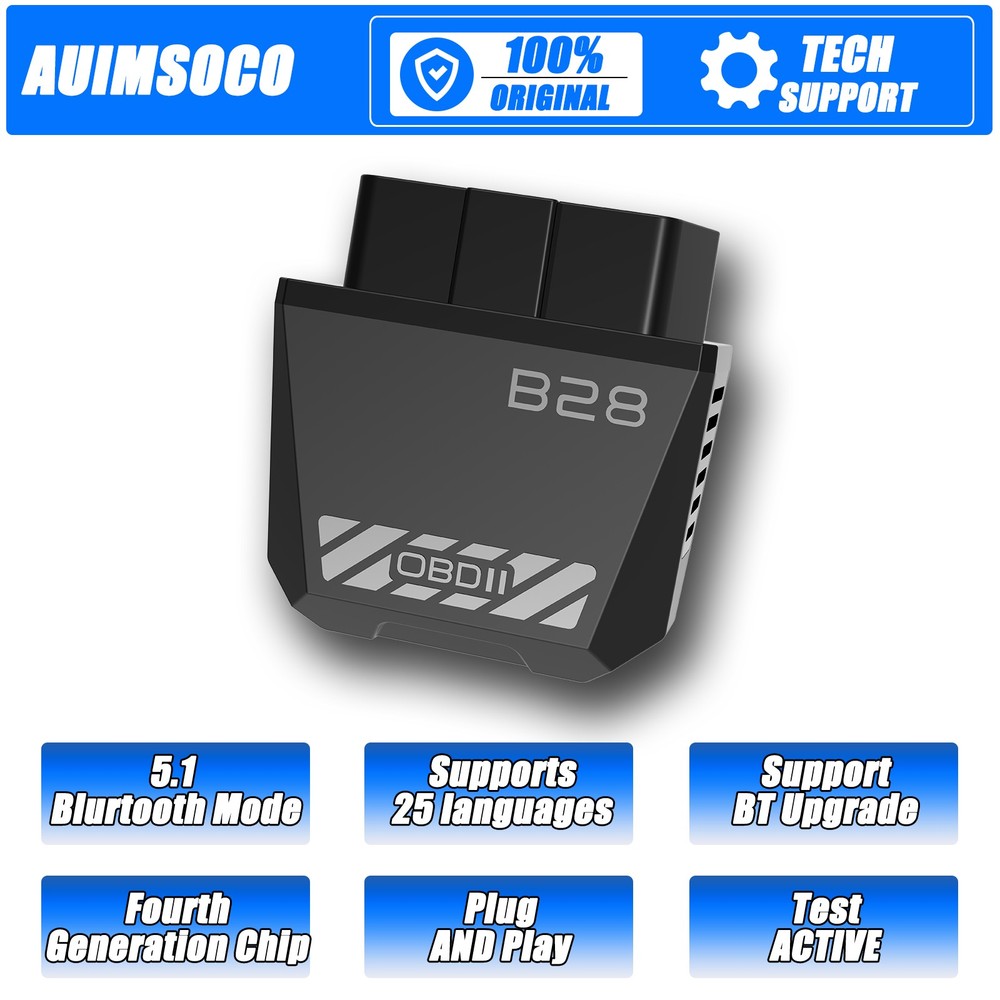 AUIMSOCO B28 OBD2 Scanner Bluetooth All System Car Diagnostic Reset Tool Oil