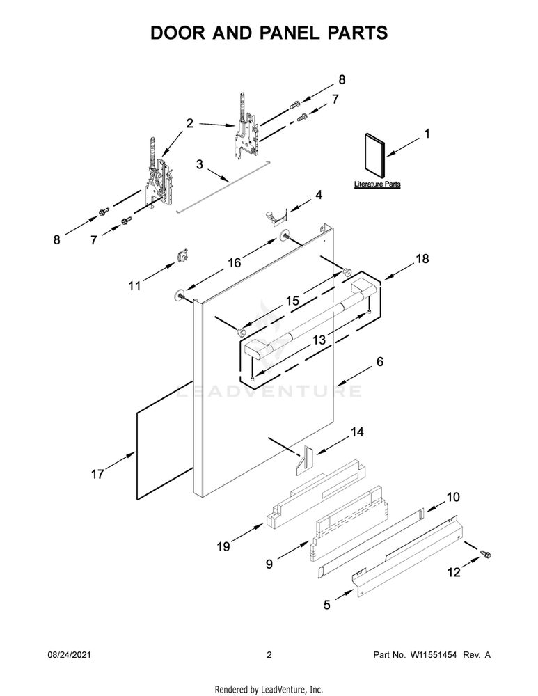 NEW OEM  Whirlpool Dishwasher W11505430 Outer Door Panel ~SHIPS FAST! 44A