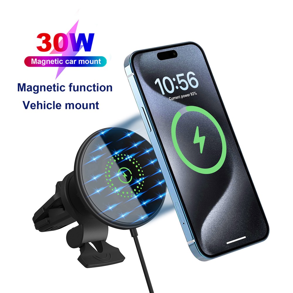 30W Magnetic Wireless Car Charger Bracket For Apple iPhone 15 Pro Max 14 13 12