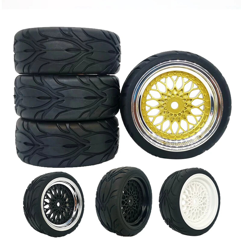 1/10 Scale 12mm Hex Hub On-Road Wheel Rims with Rubber Tires for HSP Tamiya HPI Kyosho RC Cars