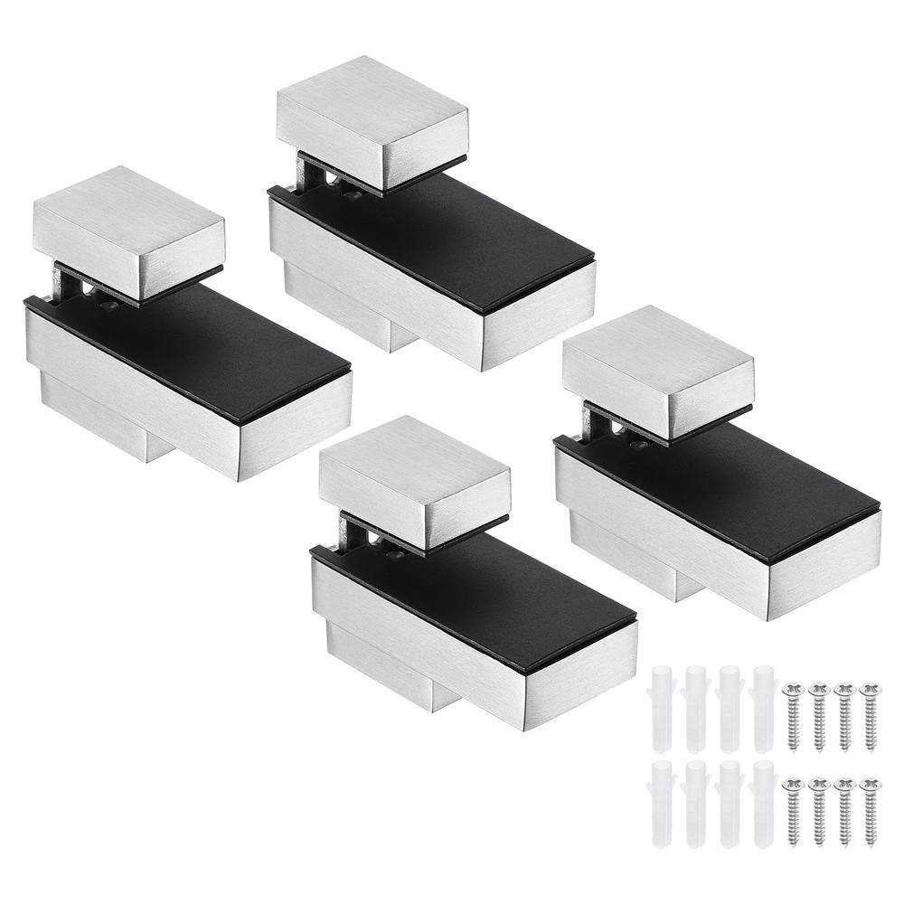 4-Pack Brushed Nickel Glass Shelf Brackets for 0.31-0.71-Inch Shelves