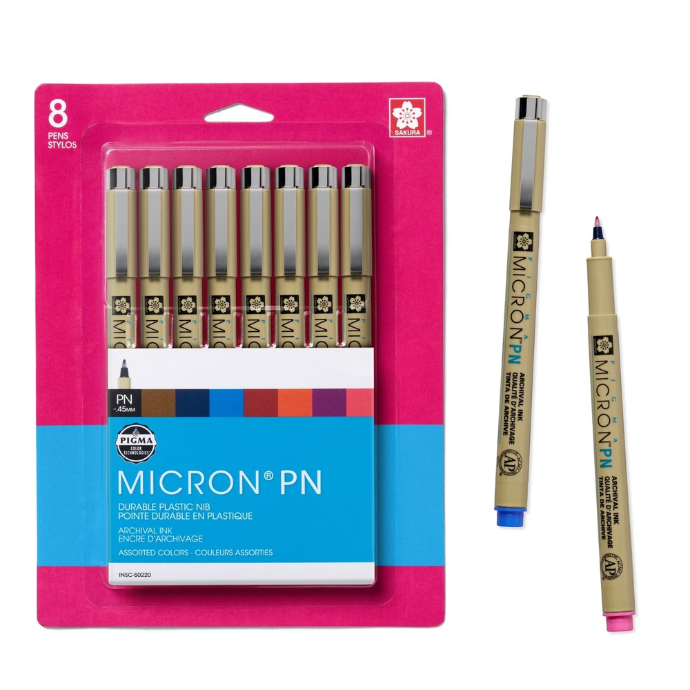 SAKURA Pigma Micron Plastic Nib Pens - Archival Black and Colored Ink Pens - ...