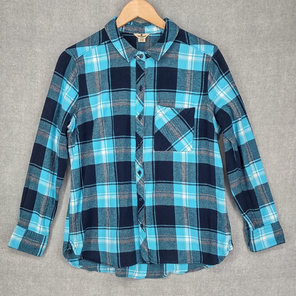 Vintage Woolrich Shirt Men Extra Large Blue Rugged Outdoor Tartan Flannel Button