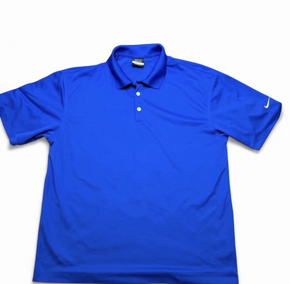 Nike Golf Dri-Fit Men’s Large Blue Polo Shirt Athletic Performance Quick Dry