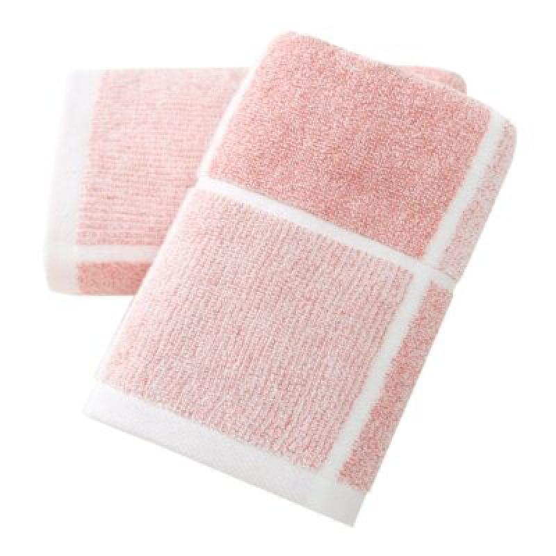 2Pcs Soft 100% Cotton Pink Checkered Hand Towels for Bathroom
