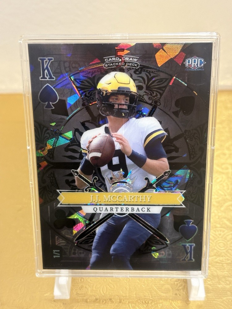 J.J. McCarthy RC 2023 Wild Card 5 Card Draw Stacked Deck BlackICE 1/1 PRC Rookie