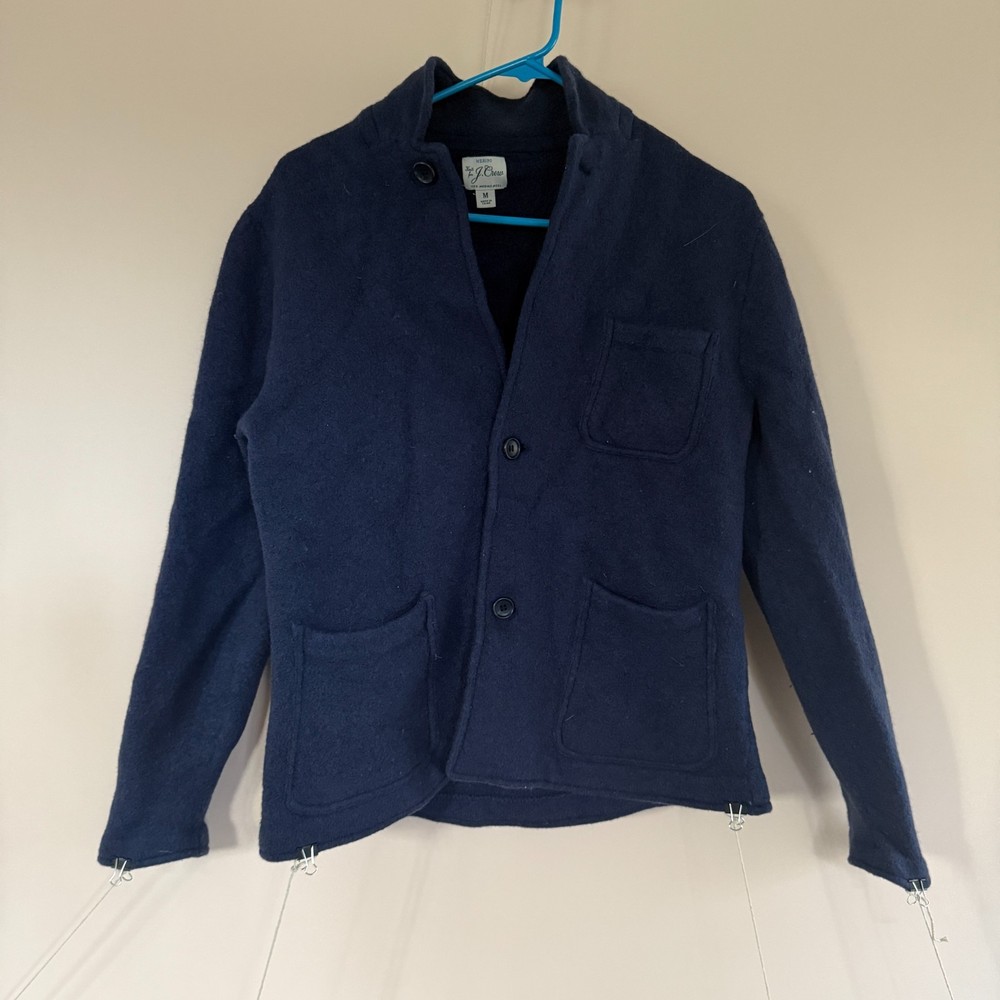 J. CREW Merino Wool Button Down Chore Sweater Navy Blue Men's Size Medium M