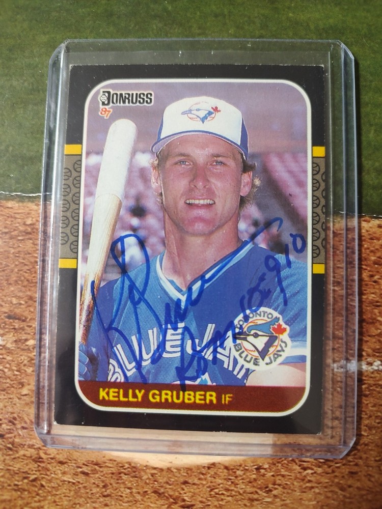 1987 DONRUSS AUTO # 444 Kelly Gruber Toronto Blue Jays 