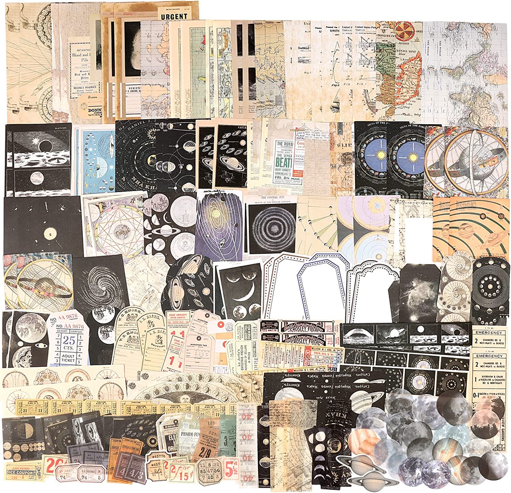 Draupnir 200 piezas suministros de diario basura de colección, suministros de álbum de recortes álbum de recortes Pa