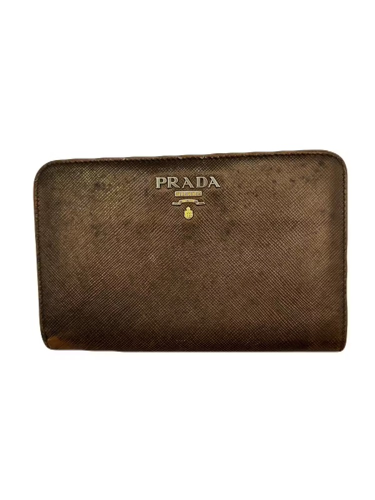 Prada Brown Leather Fold Wallet Pre-Owned E0530-145