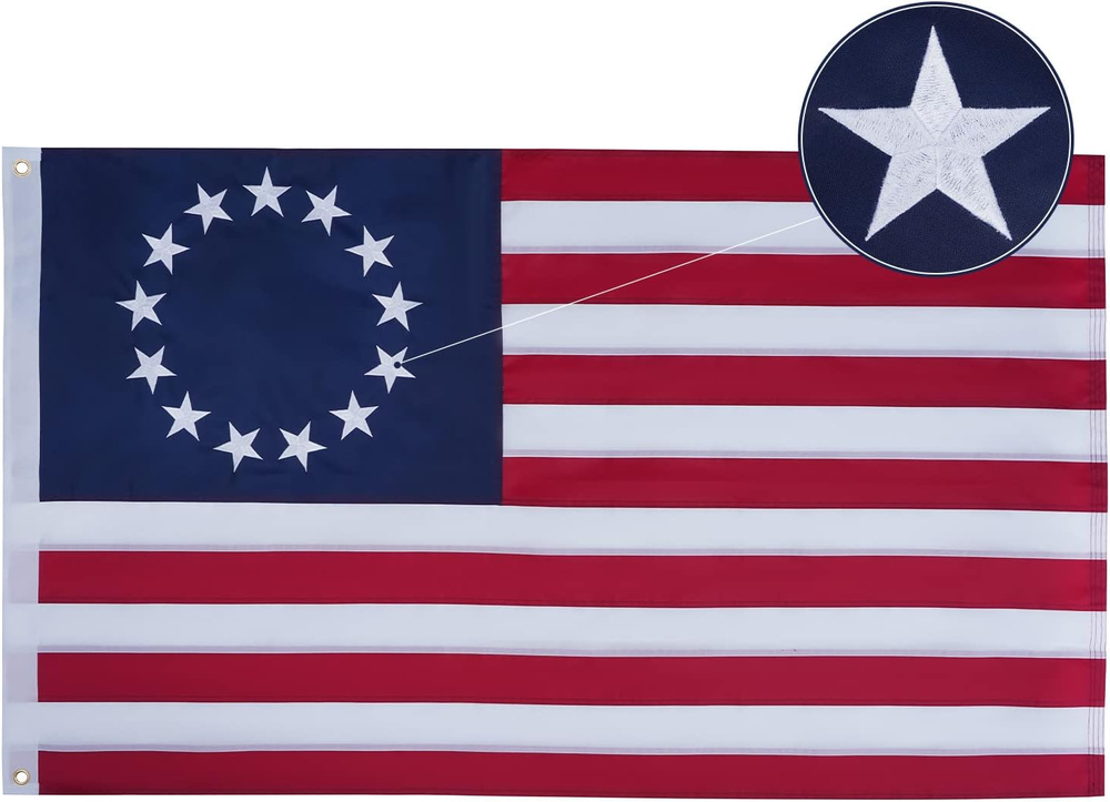 5X8 Ft Betsy Ross Outdoor Embroidered 13 Star Heavy Duty American Flag