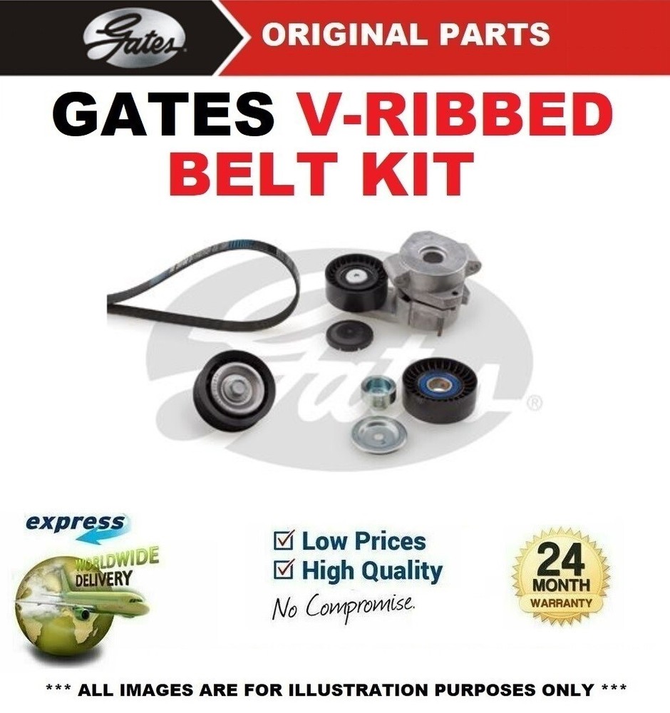 GATES Fan Belt Pulley Kit for Citroen Jumper Box 2.2 HDi 110 2011 Onwards