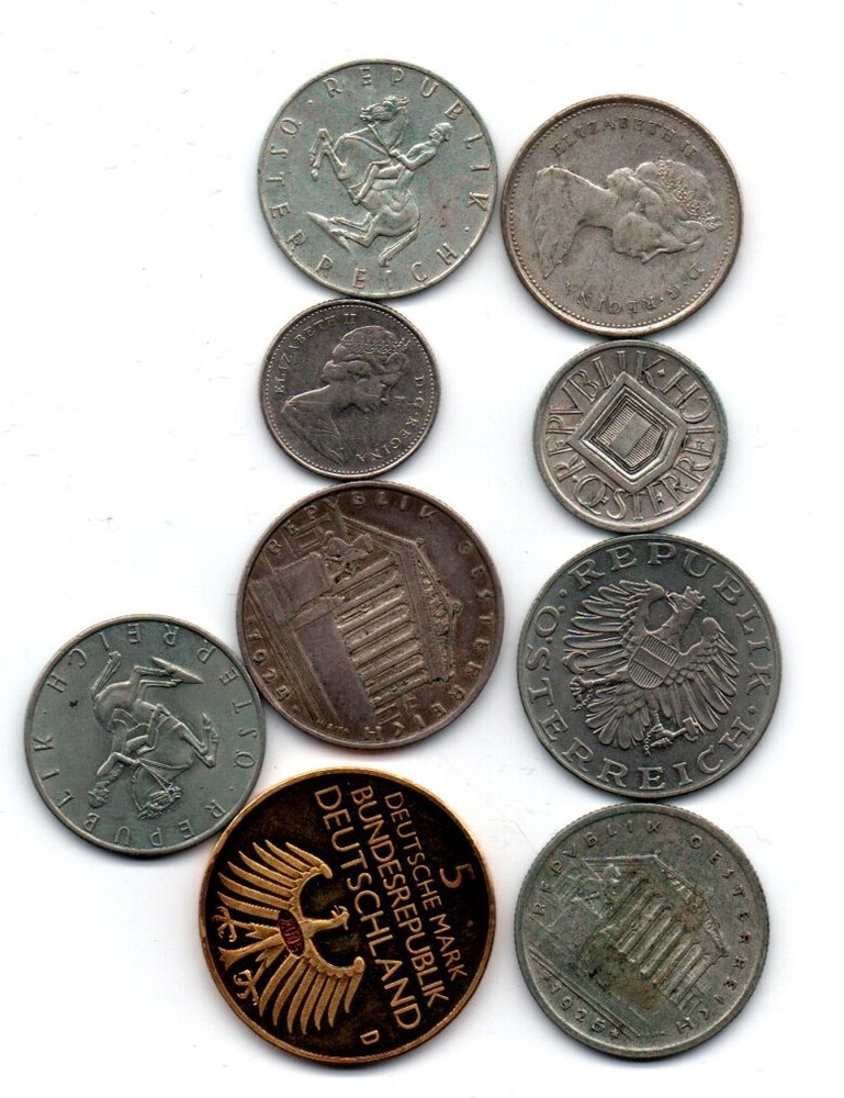 9 x WORLD COINS + MEDALS SILVER  COLLECTION   SEE SCAN  51,2g    (C1/3)