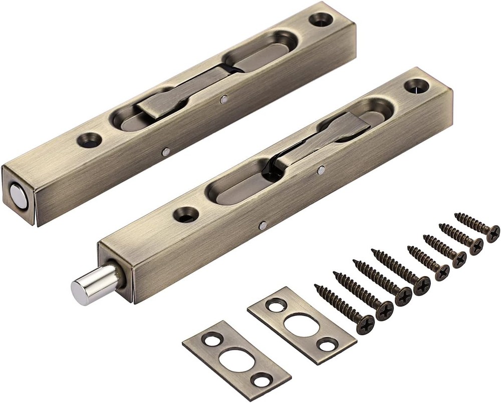 2 Pack 6 Inch Stainless Steel Security Door Bolt Latch for French Door Bolt Lock