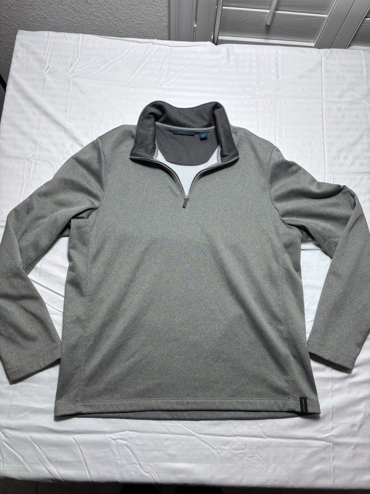 Perry Ellis Mens Casual Full Zip Gray Cotton Blend Jacket Size Large  