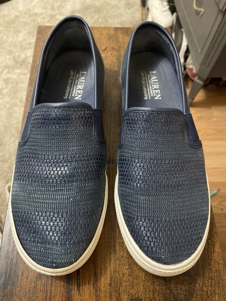 Ralph Lauren Shoes Womens Sz 7B Jinny Slip On Flats Loafers Blue Casual Comfort