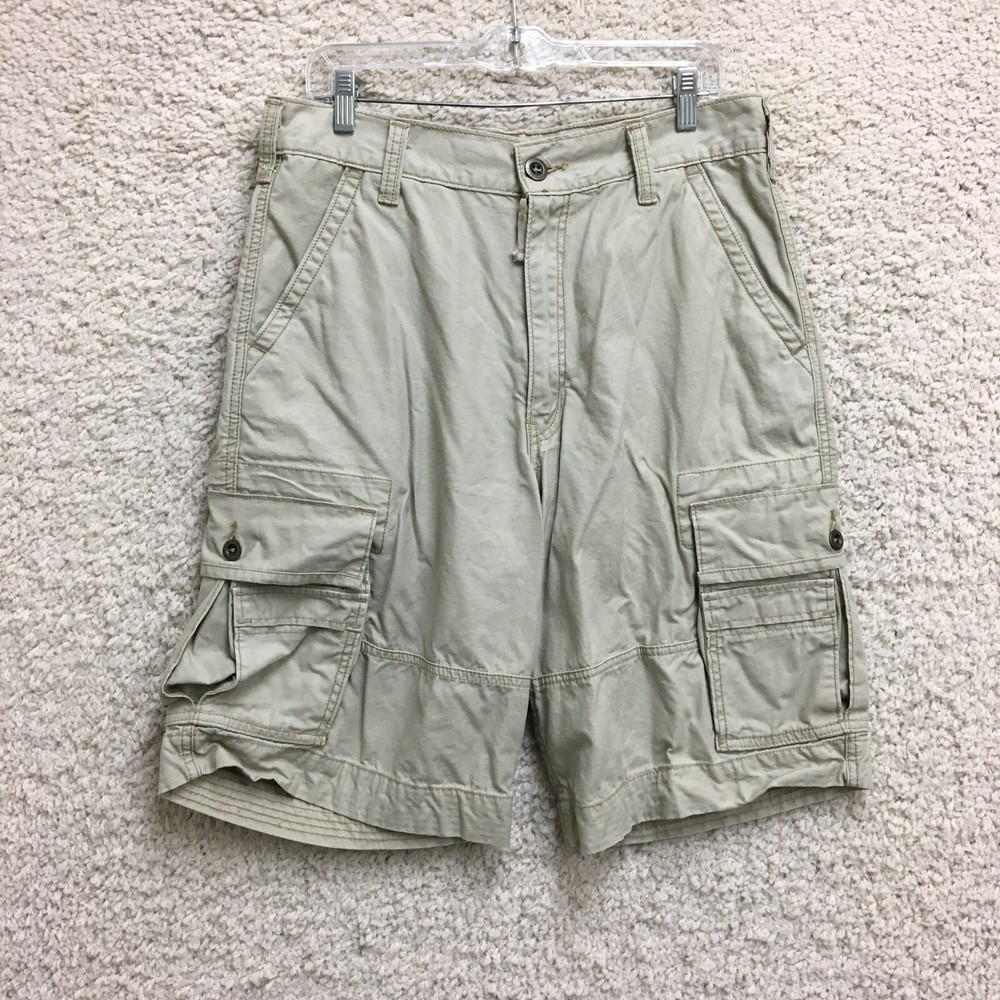 Levis Shorts 32 Mens Beige Cargo Pockets Flat Front Workwear Outdoor Classic