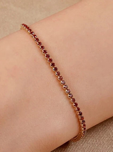 4Ct Lab-Created Pink Ruby Tennis Bracelet in 14K Gold Plated 7.5 Inch