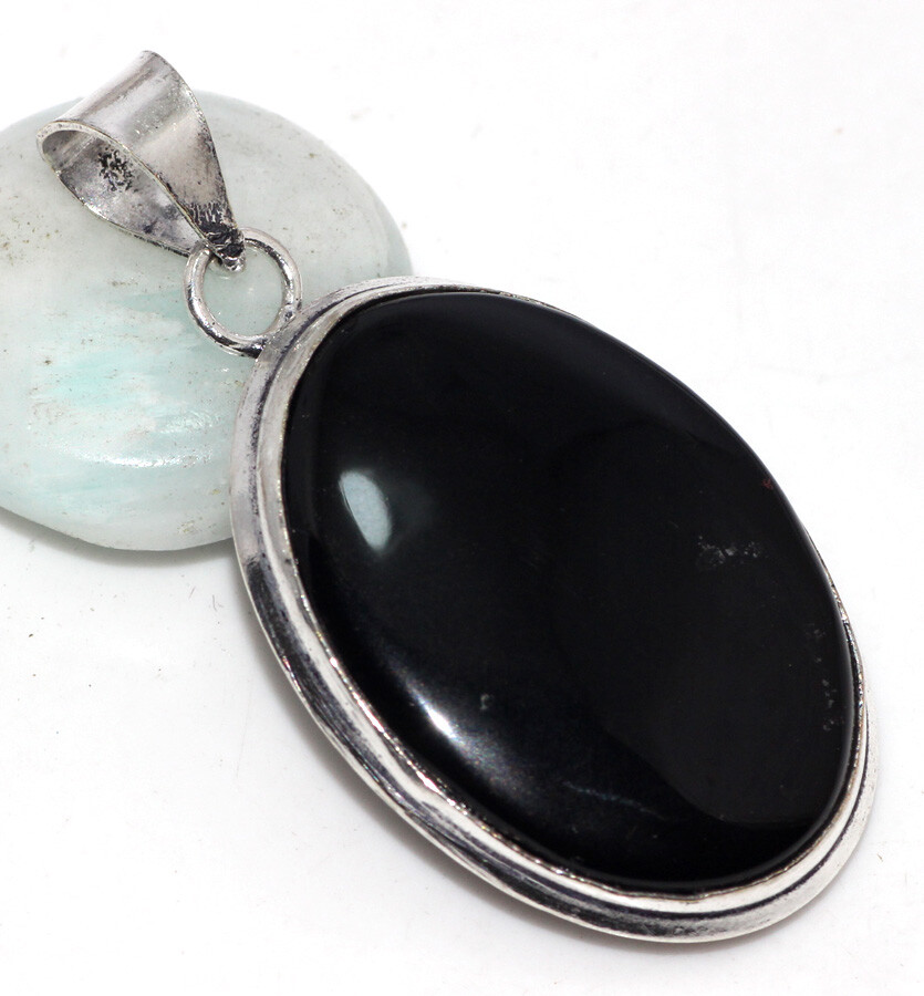 Black Onyx 925 Silver Plated Gemstone Pendant 2