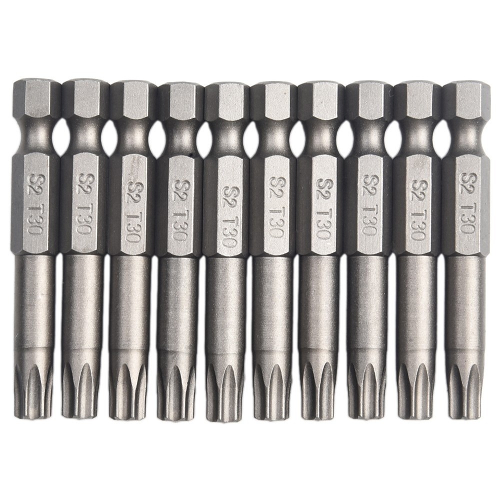 10pcs T30 50mm magnetic Torx screwdriver bits for secure fastening