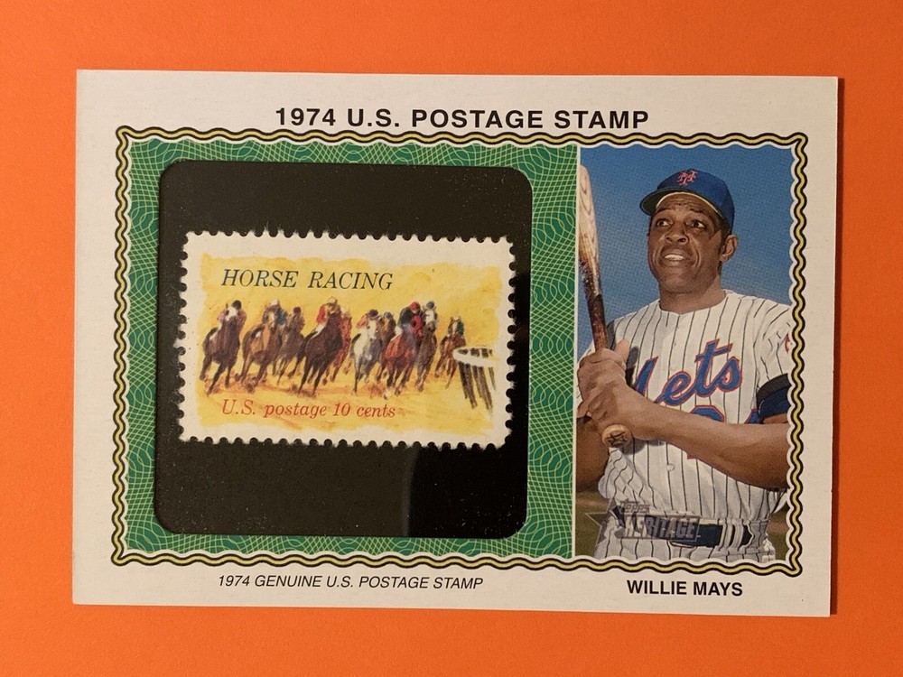 Willie Mays 2023 Topps Heritage 1974 US Postage Stamp Relic Card 25/50 NY Mets Rare
